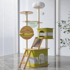 디럭스 다기능 캣타워 HHY22, 그린 + 화이트, 1개 반려동물용품/고양이 용품 반품 최저가 55,500원