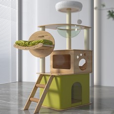 디럭스 캣타워 HHY21, 화이트 + 베이지 + 그린, 1개 반려동물용품/고양이 용품 반품 최저가 79,570원