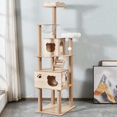 럭셔리 대형 더블 캣타워 HHY2, 베이지, 1개 반려동물용품/고양이 용품 반품 최저가 59,940원