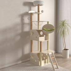세련된 대형 더블 캣타워 HHTS03, 원목 + 그린, 1개 반려동물용품/고양이 용품 반품 최저가 97,860원