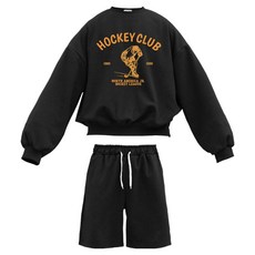 이지스튜디오 W 스트롱코튼 하키리그 벌룬핏 맨투맨 + 오버핏 반바지 트레이닝세트 패션의류/잡화/남녀 공용 의류 반품 최저가 25,950원