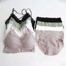 문릿 레이스 볼륨 끈 브라렛 + 팬티 4종 세트 패션의류/잡화/속옷/잠옷 반품 최저가 26,900원
