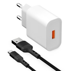 구스페리 고속 충전기 어댑터 QC3.0 18W + 아이폰 호환 고속 충전케이블 1m, 화이트, 1세트 가전디지털/휴대폰 액세서리 반품 최저가 5,240원