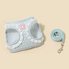 요런개 강아지 프릴 플라워 하네스 + 리드줄 세트, 01블루, 1개 반려동물용품/펫티켓 산책용품 반품 최저가 10,770원