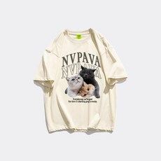 언헤브 남녀공용 시크 고양이 캐주얼 반팔 티셔츠 패션의류/잡화/남녀 공용 의류 반품 최저가 10,710원