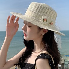 디멜디 여성용 꽃장식 레이스 리본 밀짚모자 패션의류/잡화/여성패션 반품 최저가 7,930원