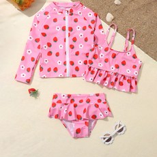 유블리 여아용 체렝지 레쉬가드 프릴 끈나시 + 집업 긴팔 + 하의 세트 스포츠/레저/수영/수상스포츠 반품 최저가 23,900원