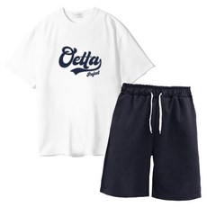 오에타 컬리로고 더블 코튼 오버사이즈 반팔 티셔츠 + 더블 오버핏 숏팬츠 세트 패션의류/잡화/남녀 공용 의류 반품 최저가 16,190원