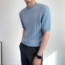 콘피아르 남성용 라운드 꽈배기 반팔 니트티 TC0429 패션의류/잡화/남성패션 반품 최저가 13,860원