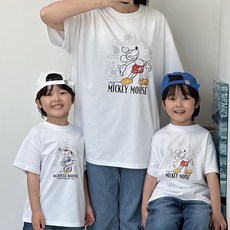 리틀래빗 여성용 통기성 패밀리 D 드로잉 미키미니 반팔 티셔츠 패션의류/잡화/여성패션 반품 최저가 13,570원