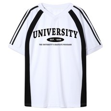 일루소 남녀공용 져지 유니버스티 투라인 오버핏 배색 브이넥 반팔 티셔츠 패션의류/잡화/남녀 공용 의류 반품 최저가 17,900원