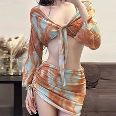 구디프 여성용 비키니 + 커버업 + 셔링 스커트 + 이너 팬츠 수영복 세트, 오렌지 패션의류/잡화/여성패션 반품 최저가 24,430원