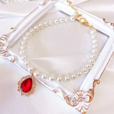 웨이비데이즈 반려동물 디아나 물방울 펜던트 비즈 목걸이, 레드, 1개 반려동물용품/펫티켓 산책용품 반품 최저가 8,280원